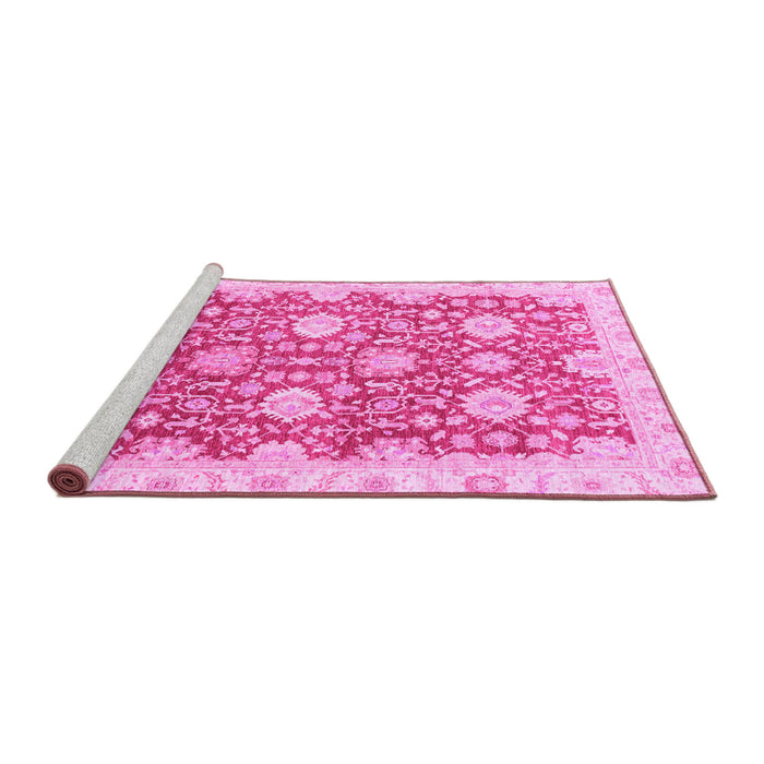 Sideview of Machine Washable Oriental Pink Traditional Rug, wshabs3823pnk