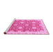 Sideview of Machine Washable Oriental Pink Traditional Rug, wshabs3823pnk