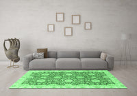 Machine Washable Oriental Emerald Green Traditional Rug, wshabs3823emgrn