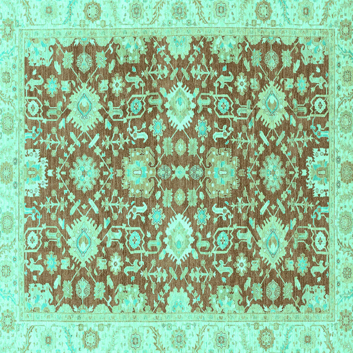 Square Oriental Turquoise Traditional Rug, abs3823turq