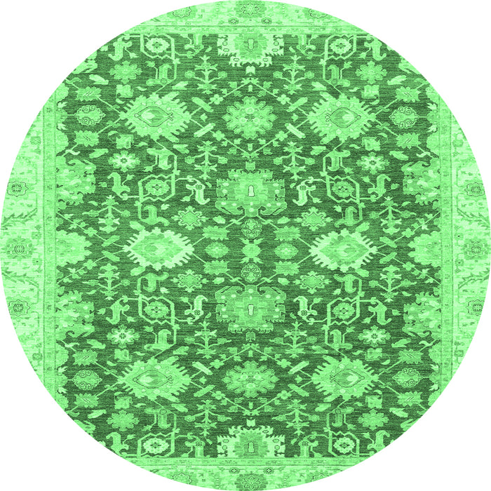 Round Oriental Emerald Green Traditional Rug, abs3823emgrn