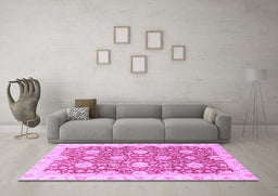 Machine Washable Oriental Purple Traditional Area Rugs in a Living Room, wshabs3823pur