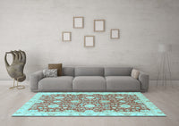 Machine Washable Oriental Light Blue Traditional Rug, wshabs3823lblu