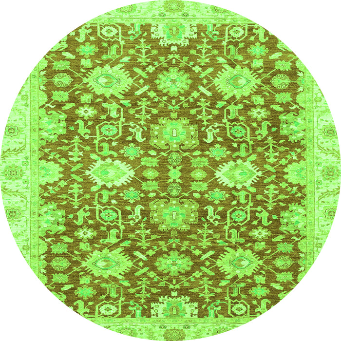 Round Oriental Green Traditional Rug, abs3823grn