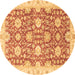 Round Oriental Brown Traditional Rug, abs3823brn