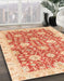 Abstract Orange Red Oriental Rug in Family Room, abs3823