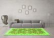 Machine Washable Oriental Green Traditional Area Rugs in a Living Room,, wshabs3823grn