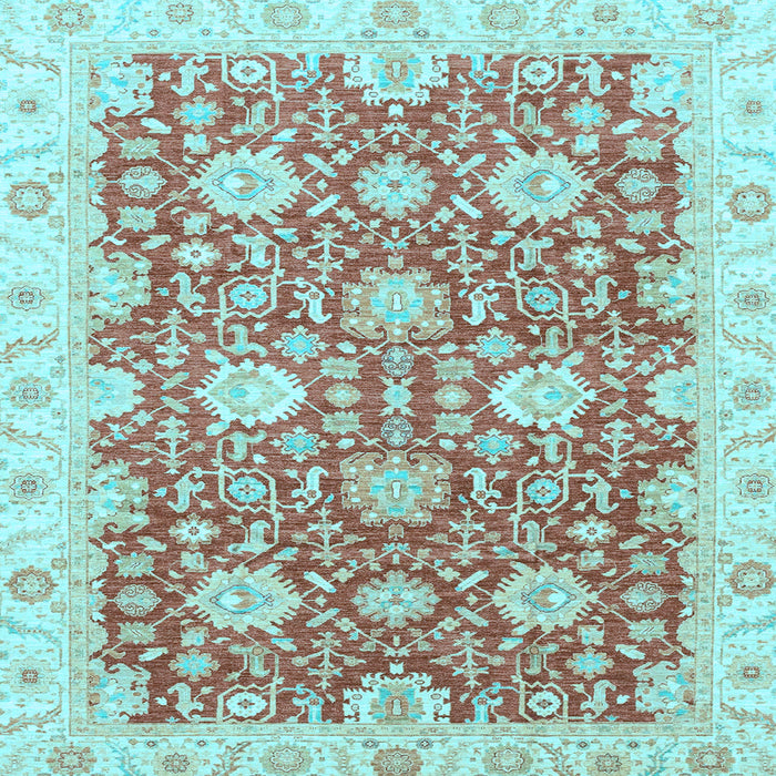 Square Machine Washable Oriental Light Blue Traditional Rug, wshabs3823lblu