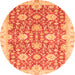 Round Oriental Orange Traditional Rug, abs3823org