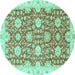 Round Oriental Turquoise Traditional Rug, abs3823turq