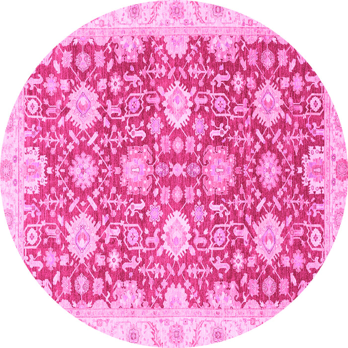 Round Oriental Pink Traditional Rug, abs3823pnk