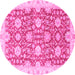 Round Oriental Pink Traditional Rug, abs3823pnk