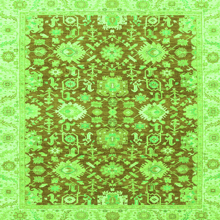 Square Machine Washable Oriental Green Traditional Area Rugs, wshabs3823grn