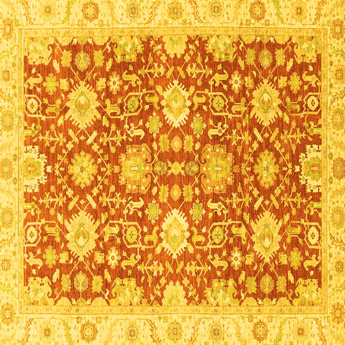 Square Machine Washable Oriental Yellow Traditional Rug, wshabs3823yw