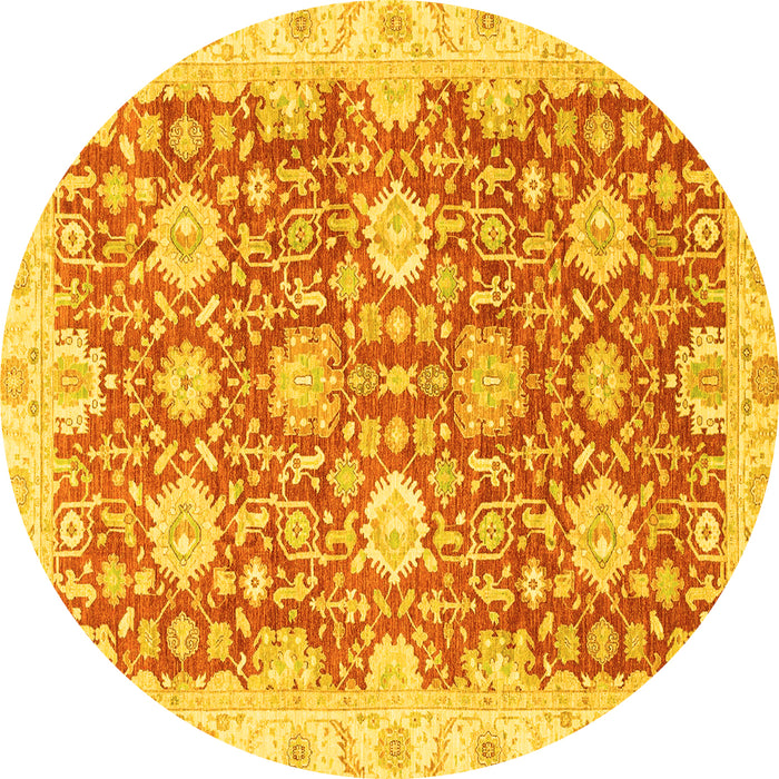 Round Oriental Yellow Traditional Rug, abs3823yw
