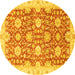 Round Oriental Yellow Traditional Rug, abs3823yw