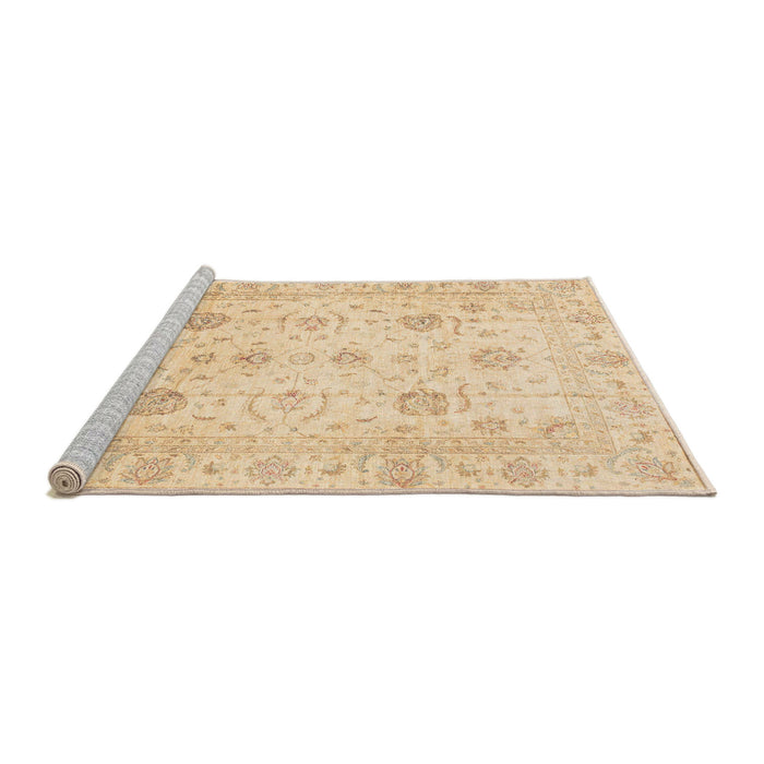 Sideview of Machine Washable Abstract Brown Gold Rug, wshabs3824
