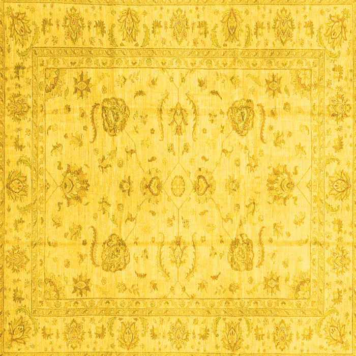 Square Machine Washable Oriental Yellow Traditional Rug, wshabs3824yw