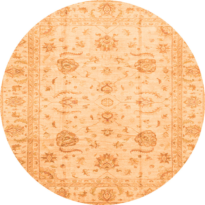 Round Machine Washable Oriental Orange Traditional Area Rugs, wshabs3824org
