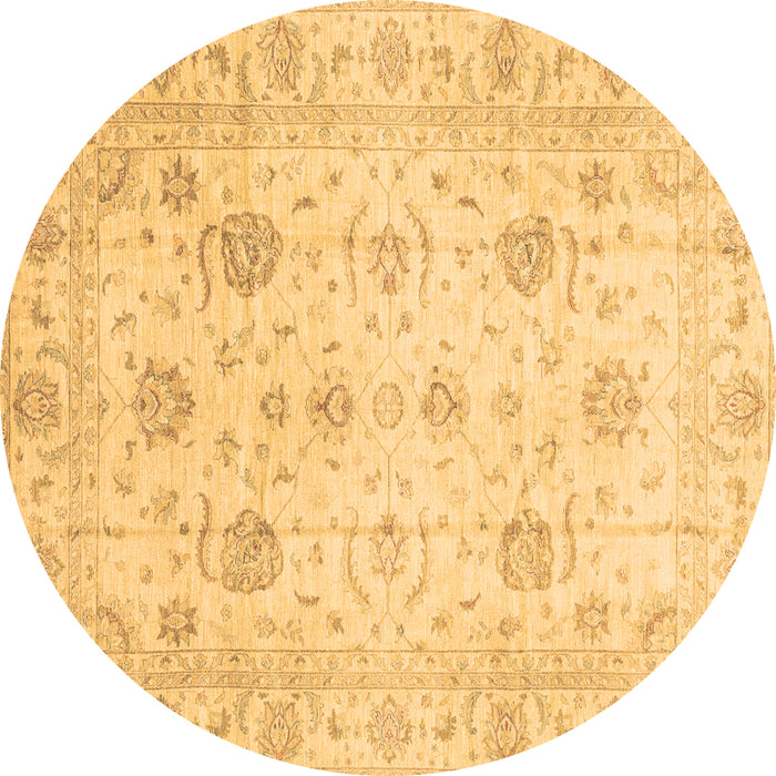 Round Machine Washable Oriental Brown Traditional Rug, wshabs3824brn