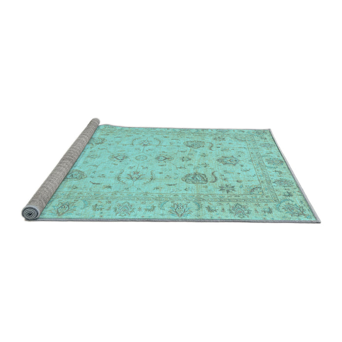 Sideview of Machine Washable Oriental Light Blue Traditional Rug, wshabs3824lblu