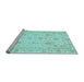 Sideview of Machine Washable Oriental Light Blue Traditional Rug, wshabs3824lblu