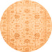 Round Oriental Orange Traditional Rug, abs3824org