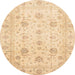 Round Machine Washable Abstract Brown Gold Rug, wshabs3824