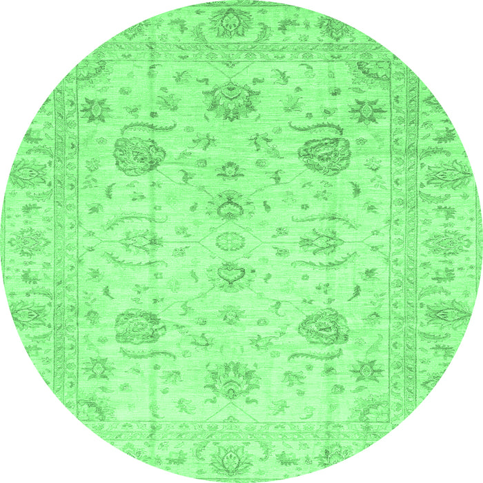 Round Oriental Emerald Green Traditional Rug, abs3824emgrn