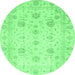 Round Oriental Emerald Green Traditional Rug, abs3824emgrn