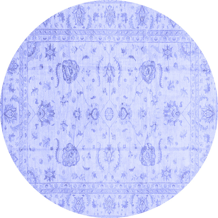 Round Machine Washable Oriental Blue Traditional Rug, wshabs3824blu