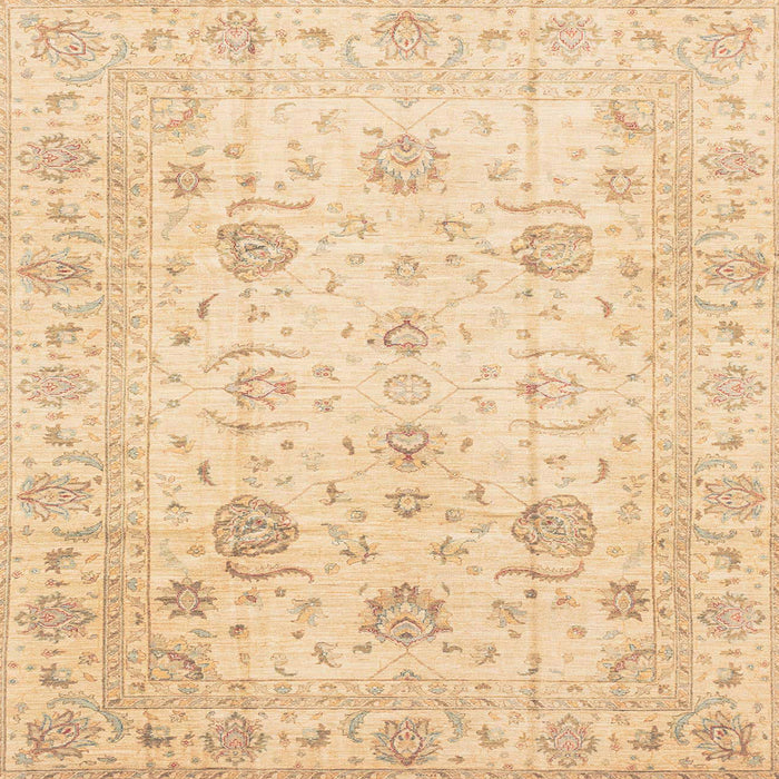 Square Abstract Brown Gold Oriental Rug, abs3824