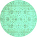 Round Oriental Turquoise Traditional Rug, abs3824turq