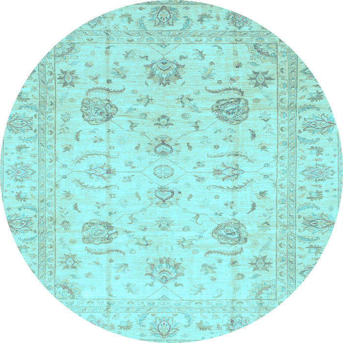 Round Oriental Light Blue Traditional Rug, abs3824lblu