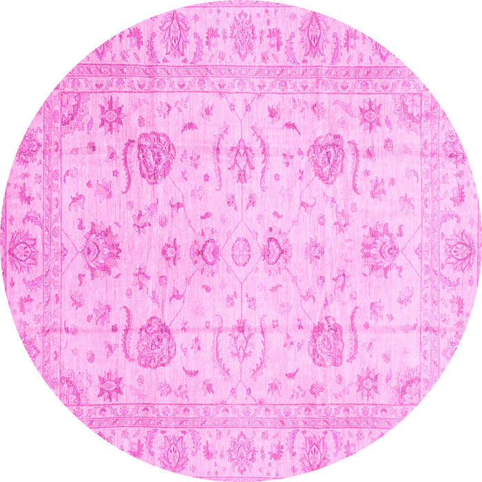 Round Oriental Pink Traditional Rug, abs3824pnk