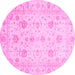 Round Oriental Pink Traditional Rug, abs3824pnk