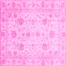 Square Machine Washable Oriental Pink Traditional Rug, wshabs3824pnk