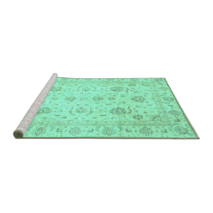 Sideview of Machine Washable Oriental Turquoise Traditional Area Rugs, wshabs3824turq