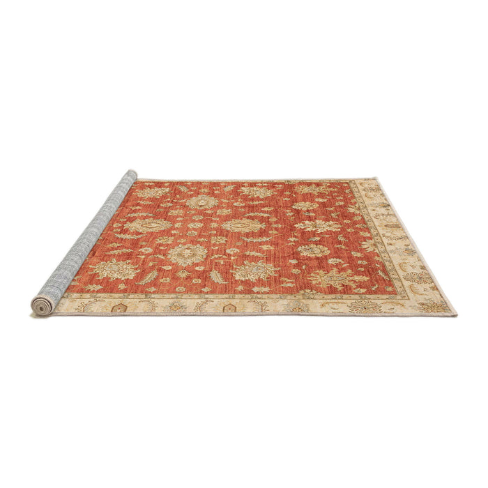 Sideview of Machine Washable Abstract Orange Red Rug, wshabs3825