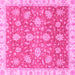 Square Machine Washable Oriental Pink Traditional Rug, wshabs3825pnk