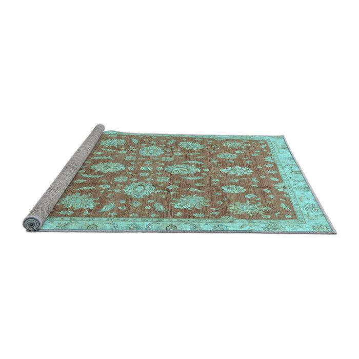 Sideview of Machine Washable Oriental Light Blue Traditional Rug, wshabs3825lblu