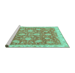 Sideview of Machine Washable Oriental Turquoise Traditional Area Rugs, wshabs3825turq