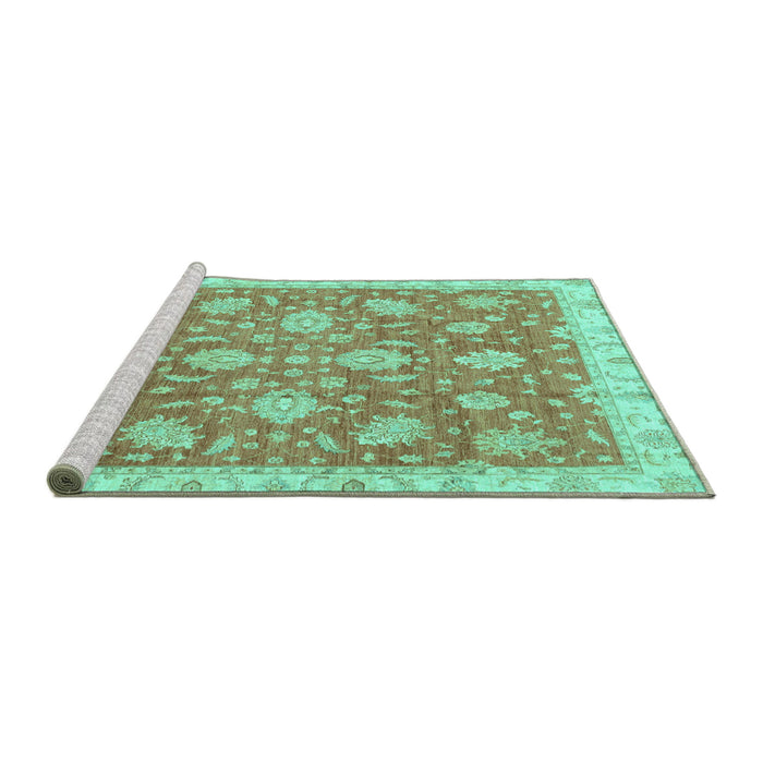 Sideview of Machine Washable Oriental Turquoise Traditional Area Rugs, wshabs3825turq