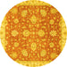 Round Oriental Yellow Traditional Rug, abs3825yw