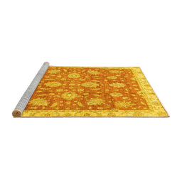 Sideview of Machine Washable Oriental Yellow Traditional Rug, wshabs3825yw