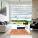 Square Abstract Orange Red Oriental Rug in a Living Room, abs3825