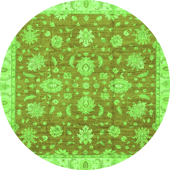 Round Oriental Green Traditional Rug, abs3825grn