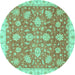 Round Oriental Turquoise Traditional Rug, abs3825turq