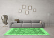 Machine Washable Oriental Emerald Green Traditional Area Rugs in a Living Room,, wshabs3825emgrn