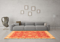 Machine Washable Oriental Orange Traditional Rug, wshabs3825org